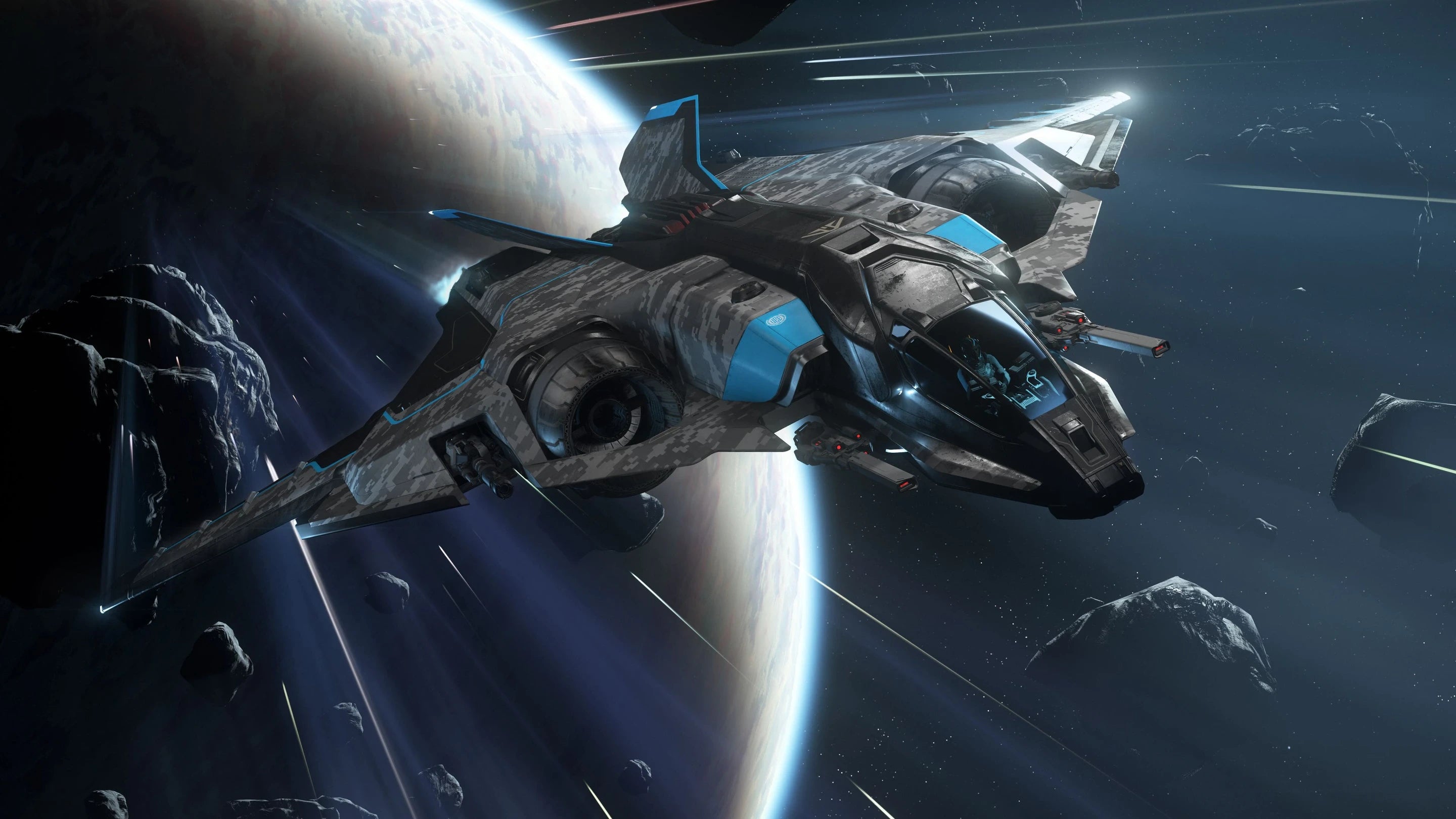 Sabre Comet - Flying away from world through debris field