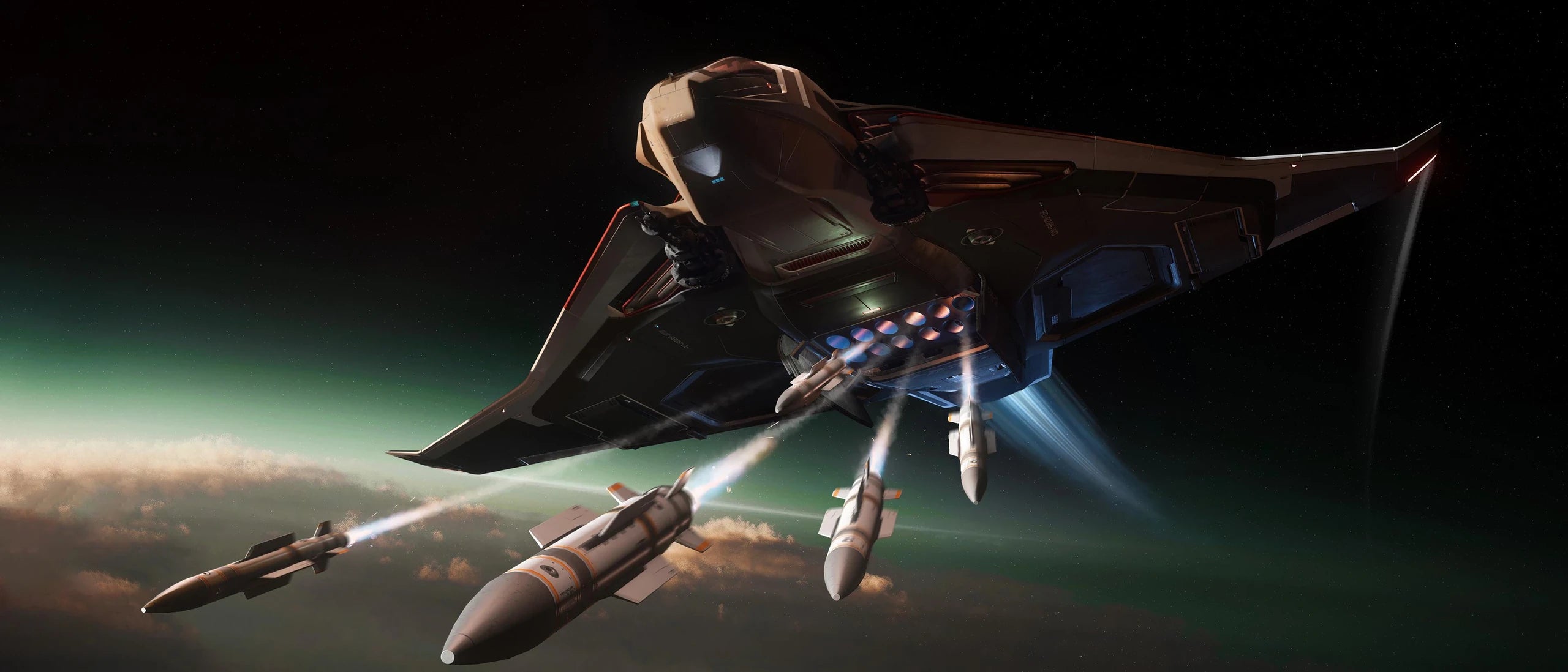Sabre Firebird flying over world firing missiles