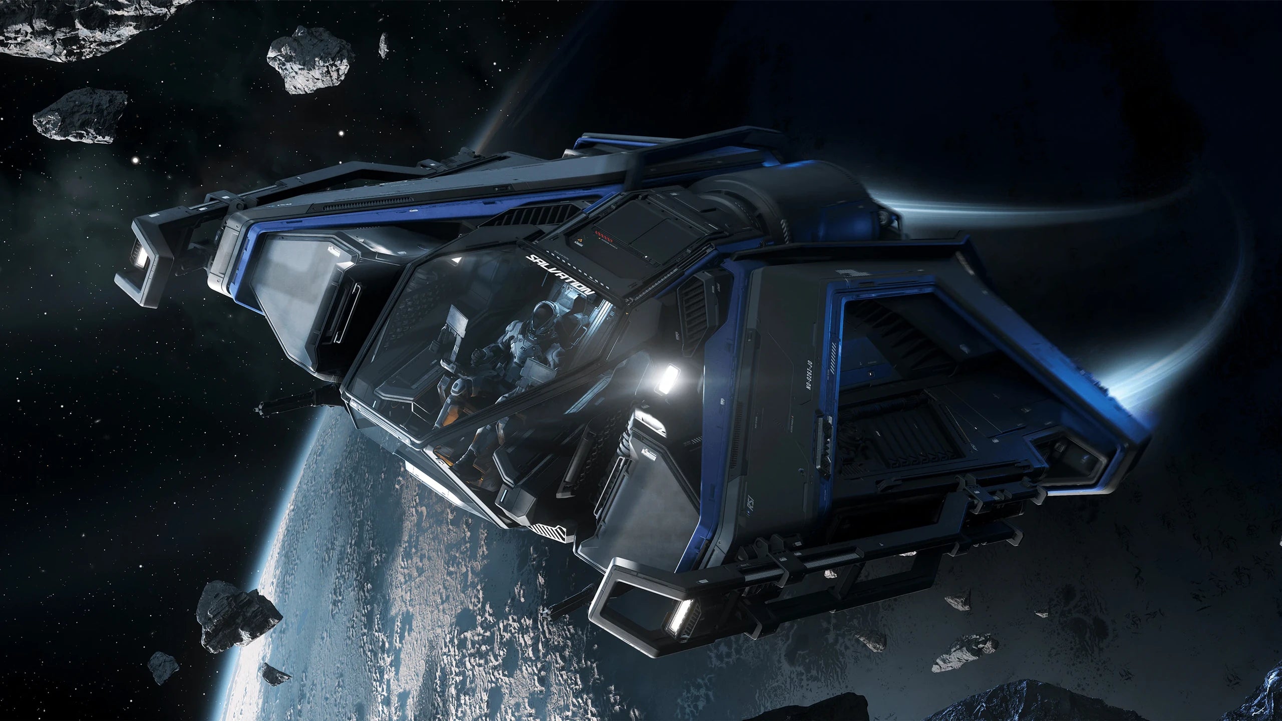 Salvation - flying through debris field in Star Citizen