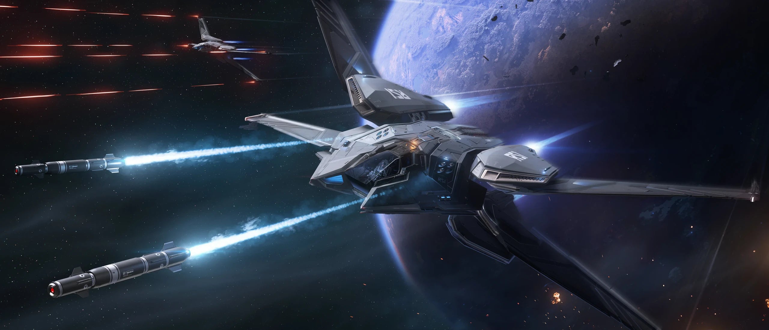 Scorpius Antares - firing missiles in Star Citizen