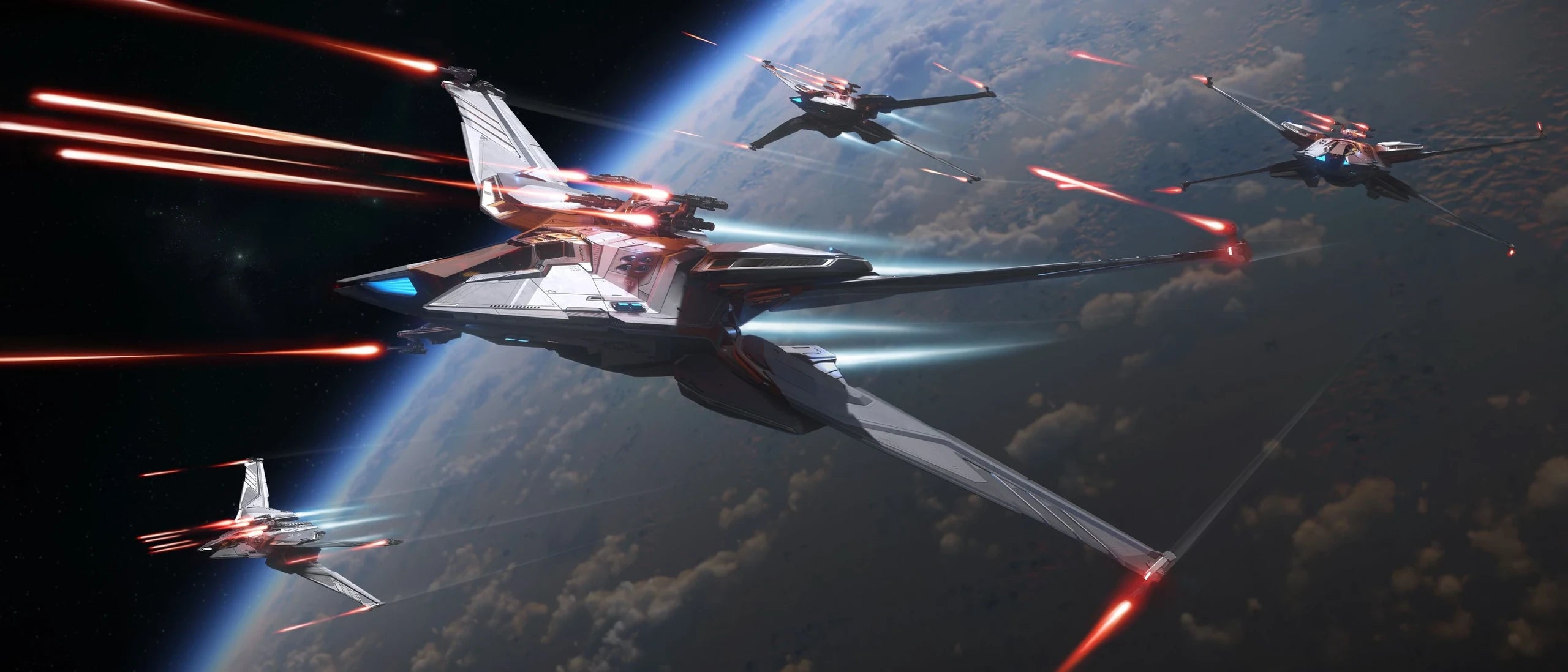 Scorpius - squadron firing in formation in Star Citizen