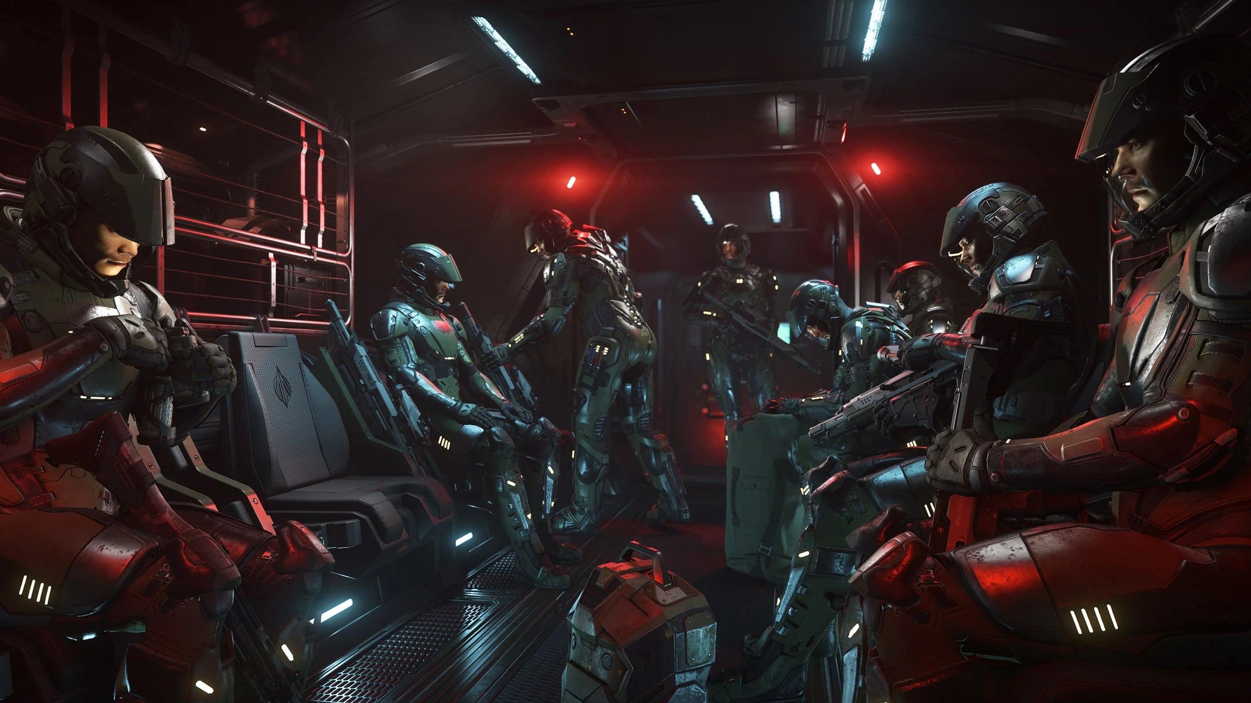 Troops inside the Spartan