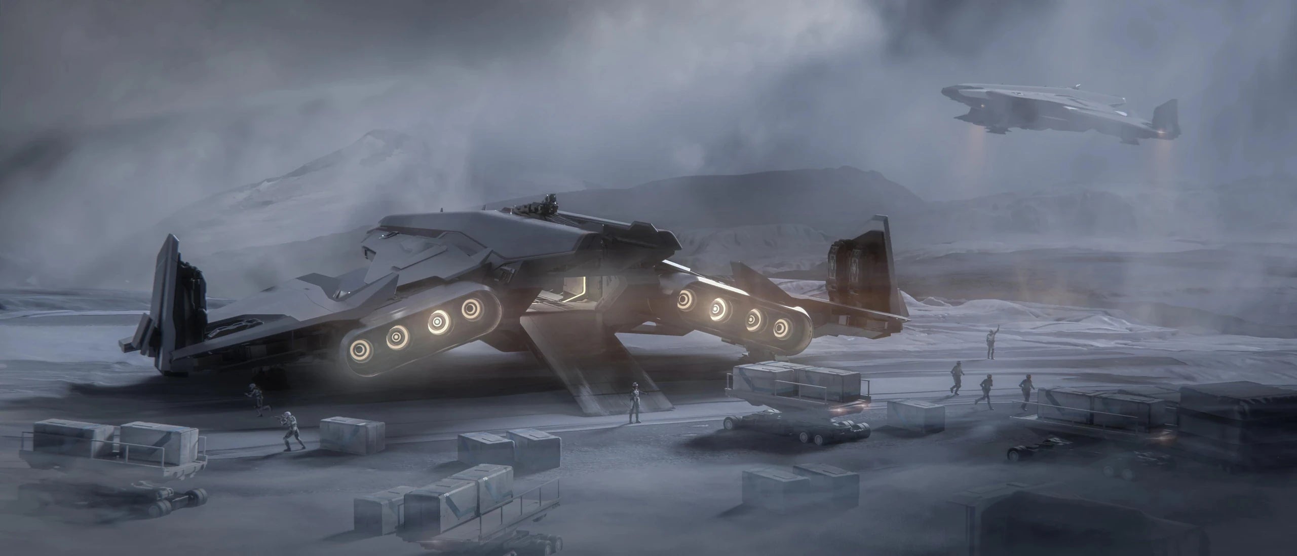 Spirit C1 - landed with cargo loading into rear in Star Citizen