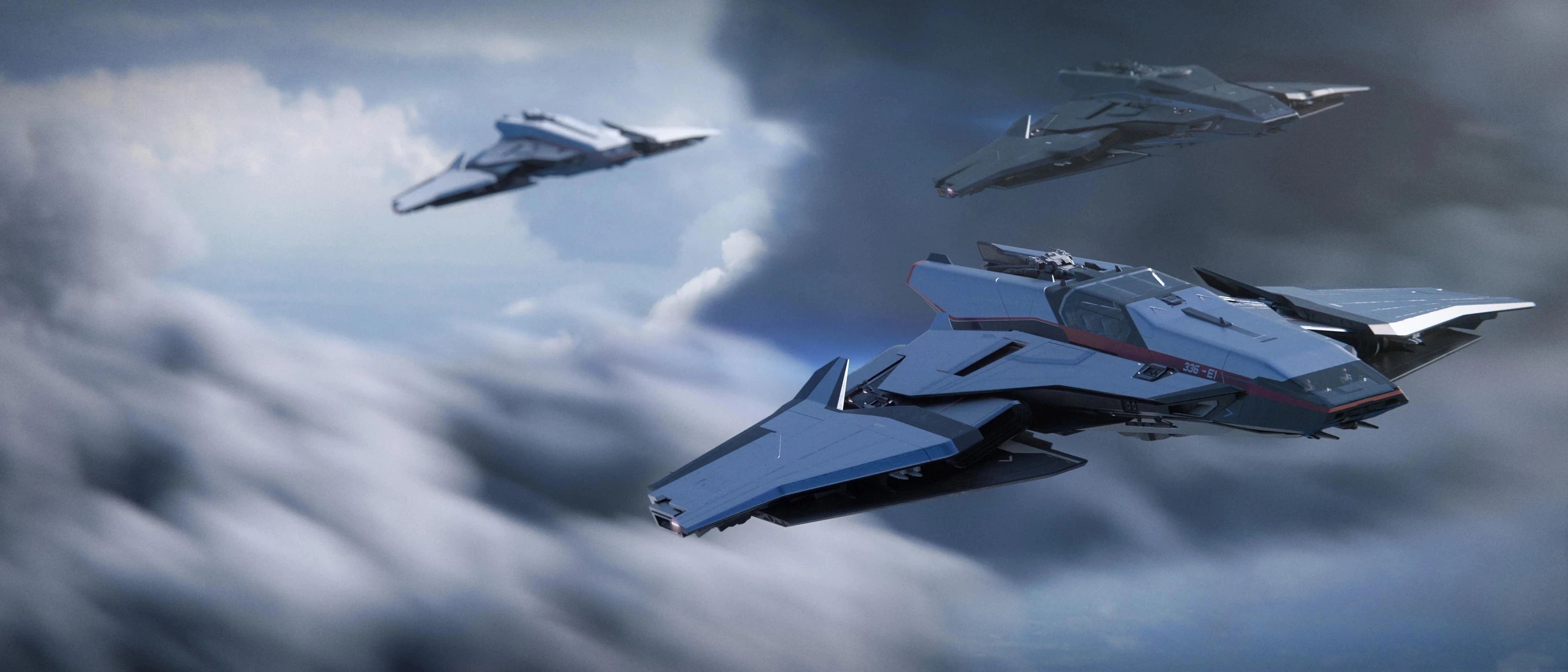 Spirit C1 - Spirit E1 in formation with A1 and C1 in Star Citizen
