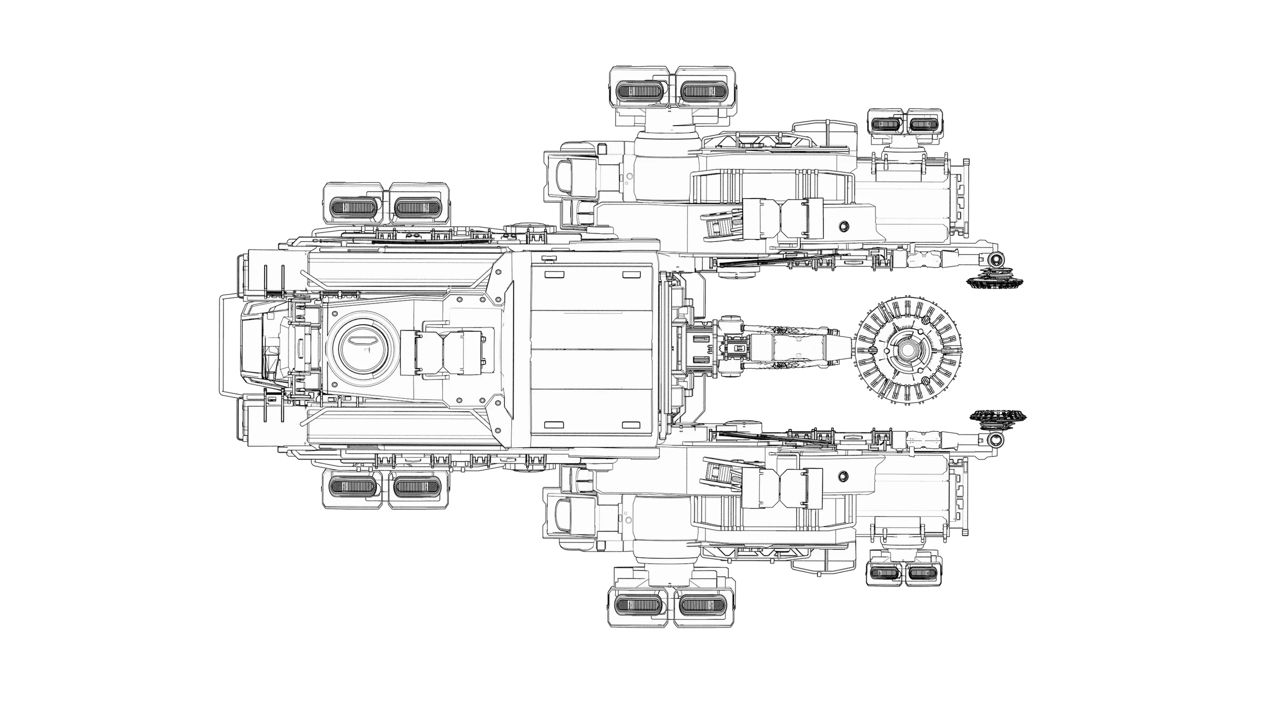 Schematic bottom view of the SRV