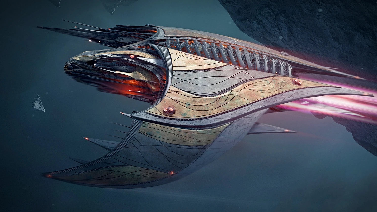 Stinger - flying through debris field in Star Citizen