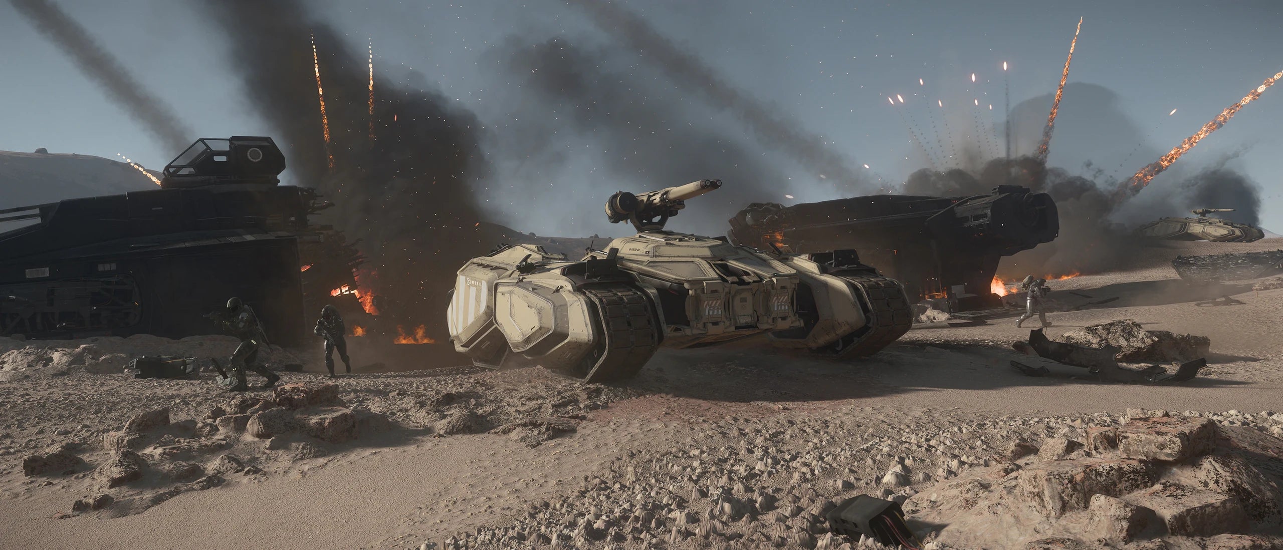 Storm - beside wreck supporting ground troops in Star Citizen