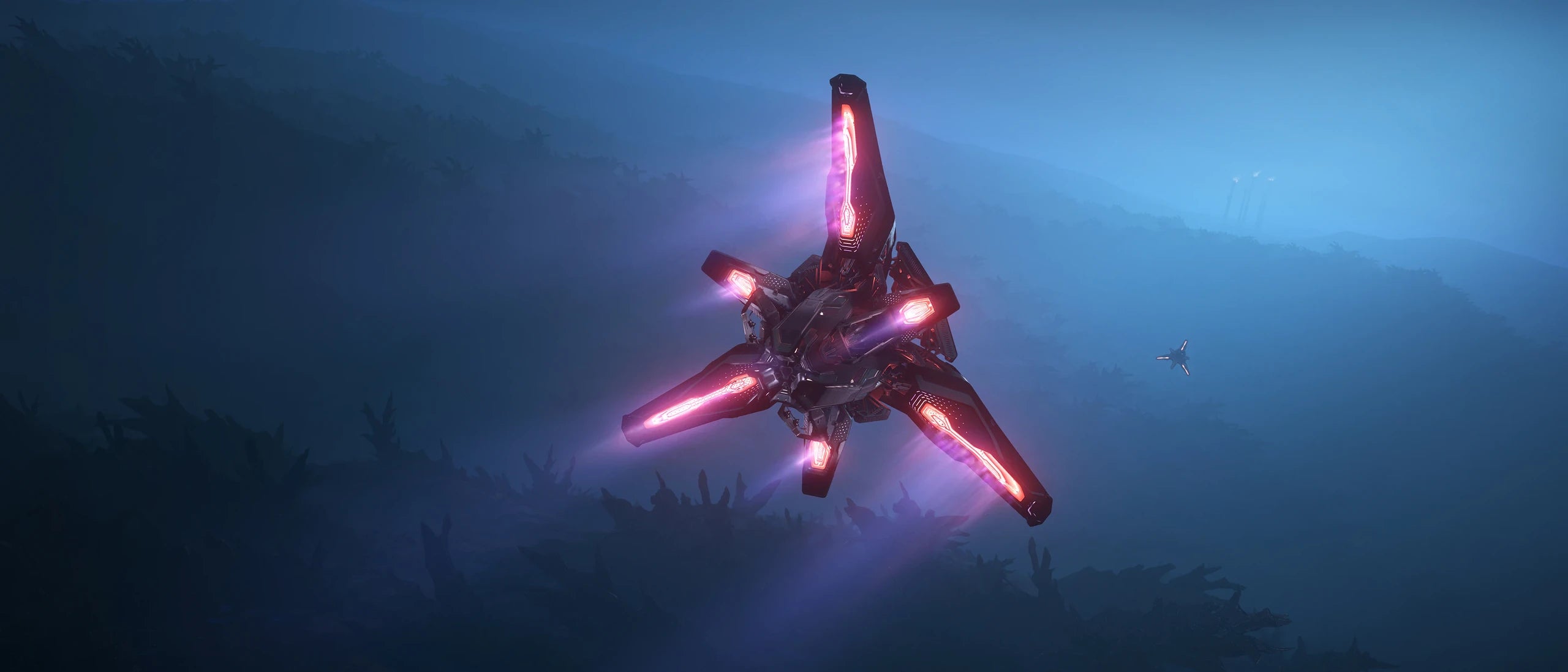 Syulen - rear flying over world in Star Citizen