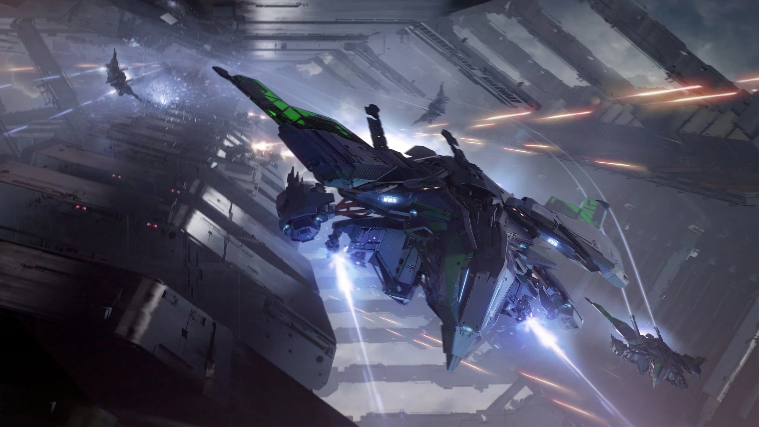 Talon - firing alongside larger ship in Star Citizen