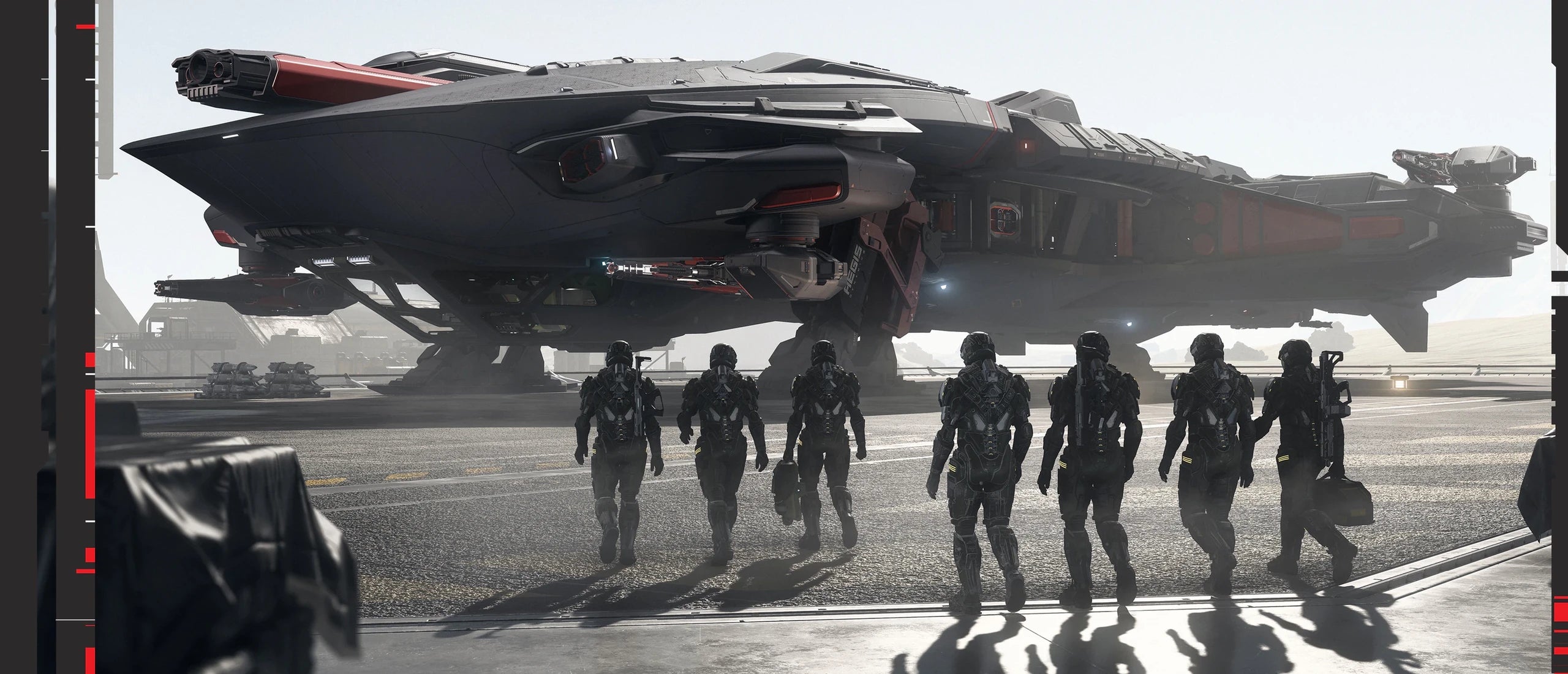 Tiburon - on landing pad with drew walking towards it in Star Citizen