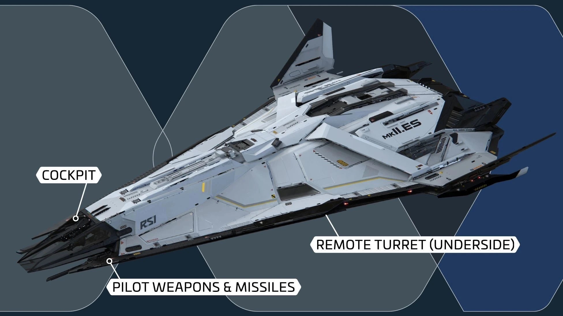 Zeus ES - RSI Zeus MkII ES exterior with labels in Star Citizen