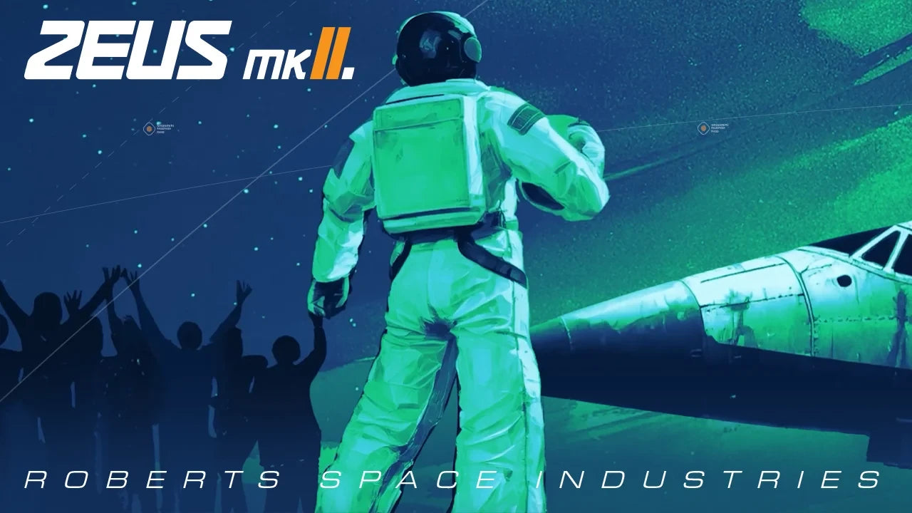 Zeus MR - Zeus mkI stylized pilot beside front with crowd in Star Citizen